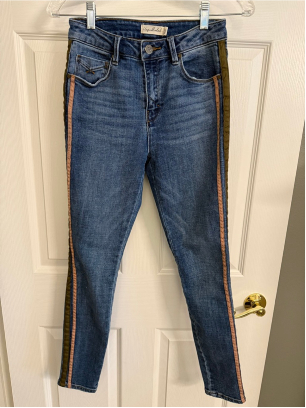 Anthropologie Unpublished Olivia High Rise Skinny Jeans side stripes size 26